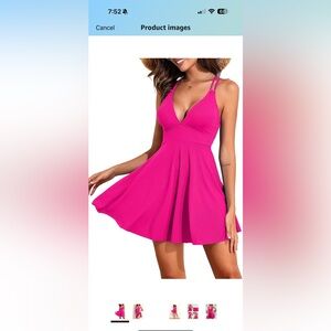 Pink Swim Dress - ribbed design
